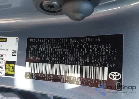 2024 Toyota Corolla Se z USA, uszkodzony, nr VIN 5YFS4MCE7RP171861